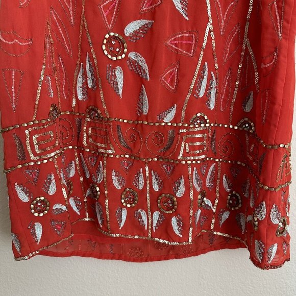 Free People Secret Garden‎ Beaded Pink Sleeveless Shift Dress Size XS READ - Picture 10 of 14